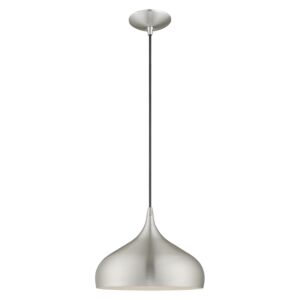 Amador 1-Light Mini Pendant in Brushed Aluminum w with Polished Chromes