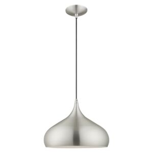 Amador 1-Light Mini Pendant in Brushed Aluminum w with Polished Chromes