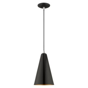 Dulce 1-Light Mini Pendant in Shiny Black w with Polished Chromes