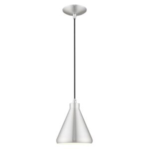 Geneva 1-Light Mini Pendant in Brushed Aluminum w with Polished Chromes