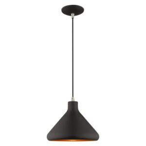 Geneva 1-Light Mini Pendant in Black w with Brushed Nickels