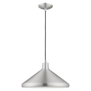 Geneva 1-Light Mini Pendant in Brushed Aluminum w with Polished Chromes