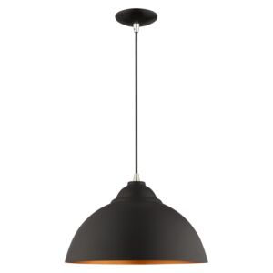 Metal Shade Mini Pendants 1-Light Mini Pendant in Black w with Brushed Nickels