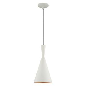 Waldorf 1-Light Mini Pendant in White w with Brushed Nickels