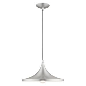 Waldorf 1-Light Mini Pendant in Brushed Aluminum w with Polished Chromes