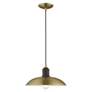 Metal Shade Mini Pendants 1-Light Mini Pendant in Antique Brass w with Bronze