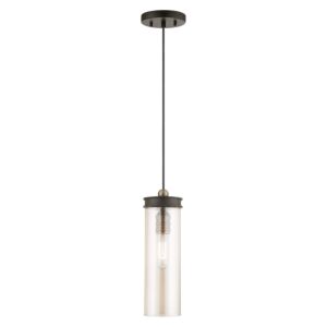 Devoe 1-Light Mini Pendant in Bronze w with Antique Brasss" 