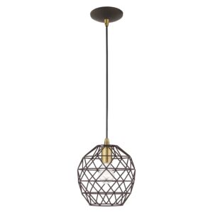 Geometrix 1-Light Mini Pendant in Bronze w with Antique Brass