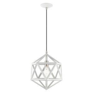 Ashland 1-Light Mini Pendant in White w with Brushed Nickels