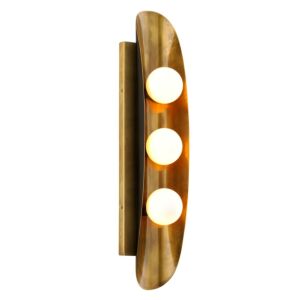 Hopper 3-Light Wall Sconce in Vintage Brass Bronze Accents