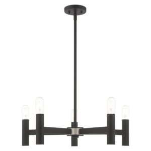 Copenhagen 5-Light Chandelier in Black w with Brushed Nickels