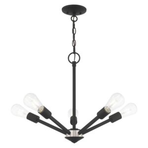 Prague 5-Light Chandelier in Black w with Brushed Nickel