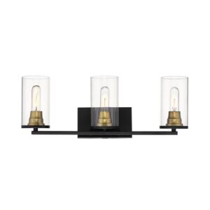 Pasadena 3-Light Bathroom Vanity Light in Matte Black with Heirloom Bronze