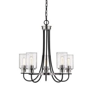 Clifton 5-Light Chandelier in Matte Black with Brushed Nickel