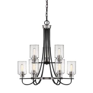 Clifton 9-Light Chandelier in Matte Black with Brushed Nickel