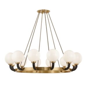 Werner 12-Light Pendant in Aged Brass with Black