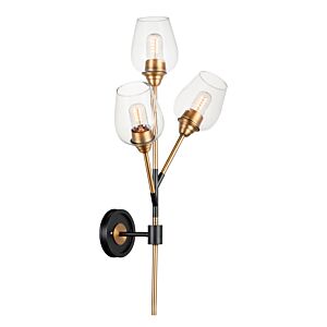 Savvy 3-Light LED Wall Sconce in Antique Brass with Black