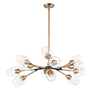 Savvy 12-Light LED Chandelier in Antique Brass with Black