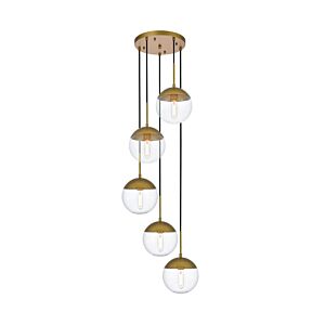 Eclipse 5-Light Pendant in Brass