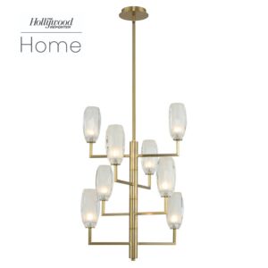 October 8-Light LED Foyer Chandelier in Winter Brass