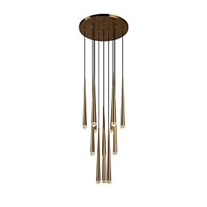 Renaie 12-Light LED Pendant in Aged Gold Brass