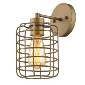 Lynden 1-Light Raw Brass Sconce With Wire Cage Shade