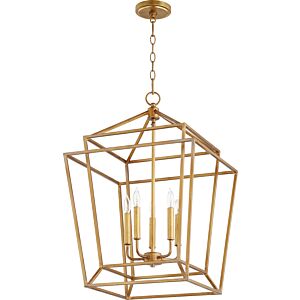 Monument 5-Light Entry Pendant in Gold Leaf