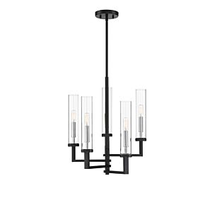 Folsom 5-Light Chandelier in Matte Black with Polished Chrome Accents