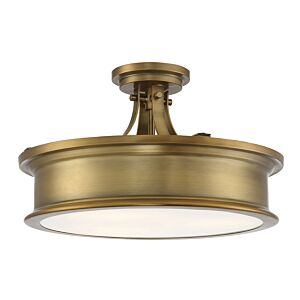 Watkins 3-Light Semi-Flush Mount in Warm Brass