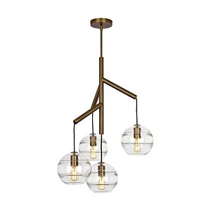 Sedona 4-Light LED Chandelier in Aged Brass