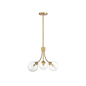 Mchan 3-Light Chandelier in Natural Brass