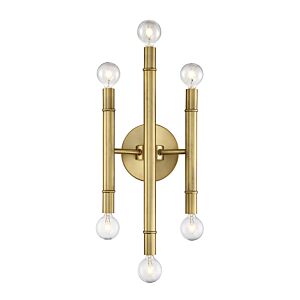 Mscon 6-Light Wall Sconce in Natural Brass