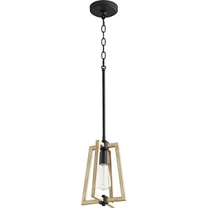 Alpine 1-Light Pendant in Textured Black w with Driftwood finish