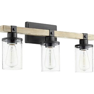 Alpine 3-Light Bathroom Vanity Light in Textured Black w with Driftwood finish