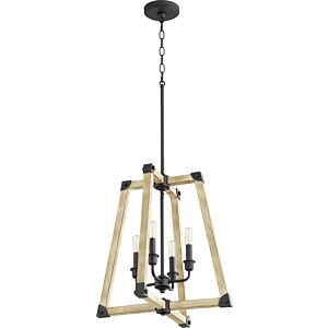 Alpine 4-Light Entry Pendant in Textured Black w with Driftwood finish