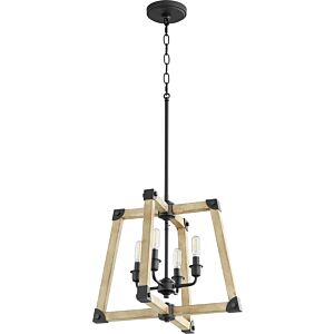 Alpine 4-Light Pendant in Textured Black w with Driftwood finish