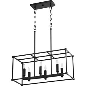 Olympus 6-Light Linear Pendant in Textured Black