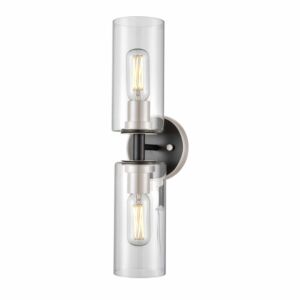 Barker 2-Light Bathroom Vanity Light in Satin Nickel and Graphite