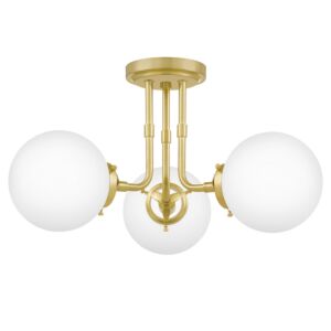 Landry 3-Light Semi-Flush Mount in Satin Brass