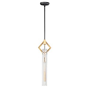 Flambeau 1-Light Pendant in Black with Antique Brass