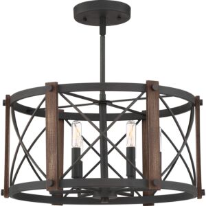 Baron 6-Light Semi-Flush Mount in Marcado Black