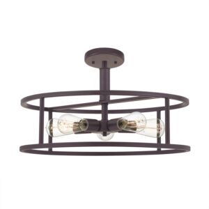 New Harbor 5-Light Semi-Flush Mount in Western Bronze