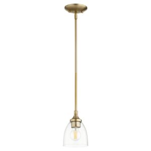 Enclave 1-Light Pendant in Aged Brass w with Clear/Seeded