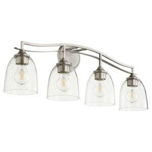 Jardin 4-Light Bathroom Vanity Light in Satin Nickel w with Clear/Seeded