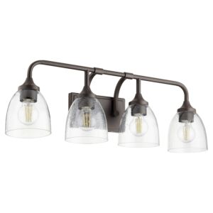 Enclave 4-Light Bathroom Vanity Light in Oiled Bronze w with Clear/Seeded