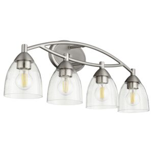 Barkley 4-Light Bathroom Vanity Light in Satin Nickel w with Clear/Seeded