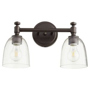 Rossington 2-Light Bathroom Vanity Light in Oiled Bronze w with Clear/Seeded