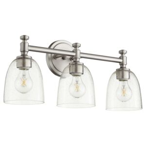 Rossington 3-Light Bathroom Vanity Light in Satin Nickel w with Clear/Seeded