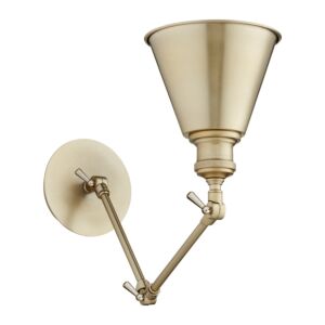 Metal Cone Lighting 1-Light Wall Mount in Aged Brass