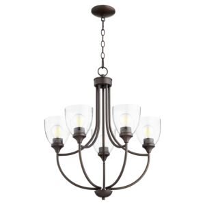 Enclave 5-Light Chandelier in Oiled Bronze w with Clear/Seeded